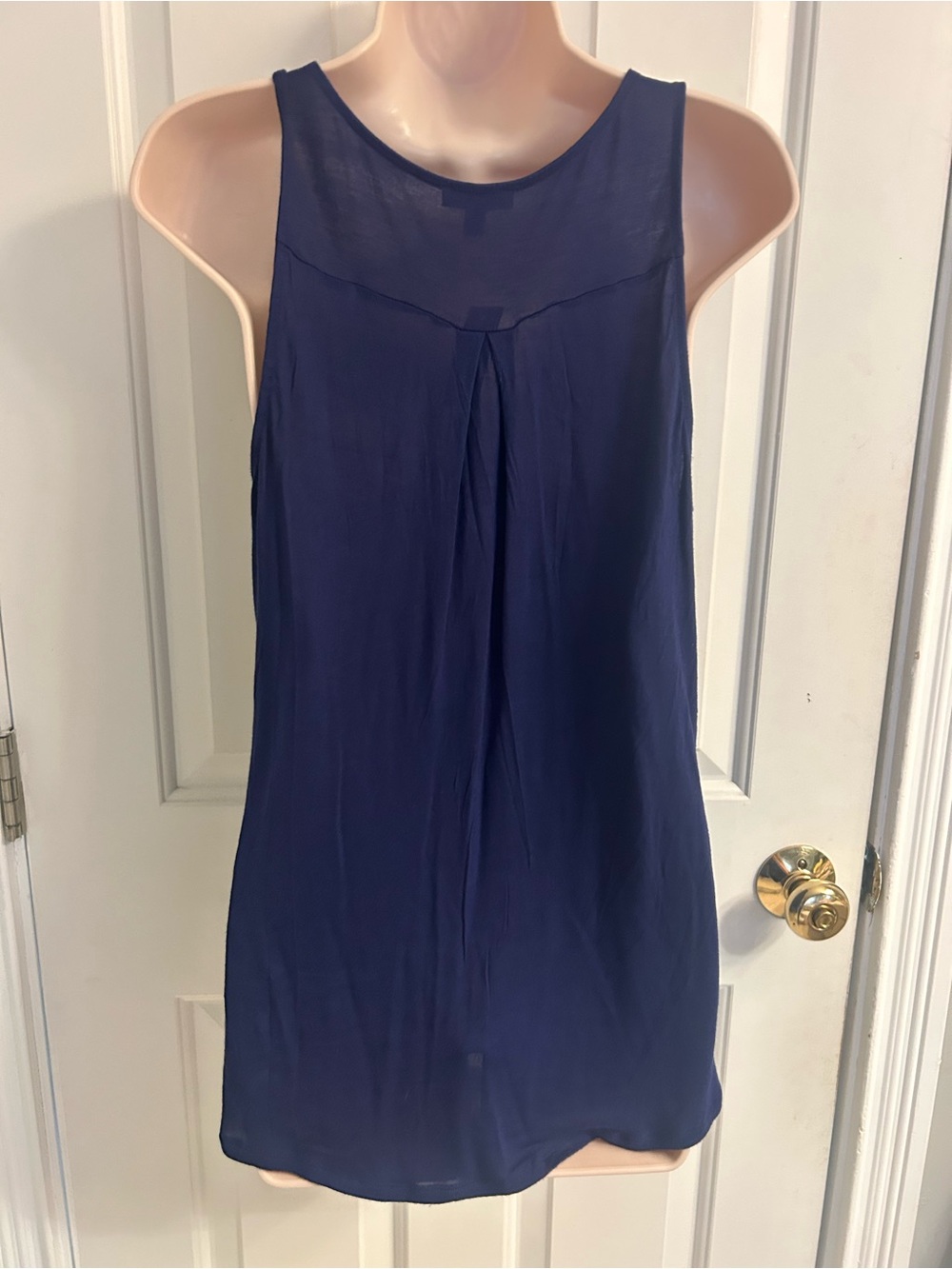 NWT-Express Blue  V-Neck Sleeveless Tank with Gold Zip - Picture 7 of 12